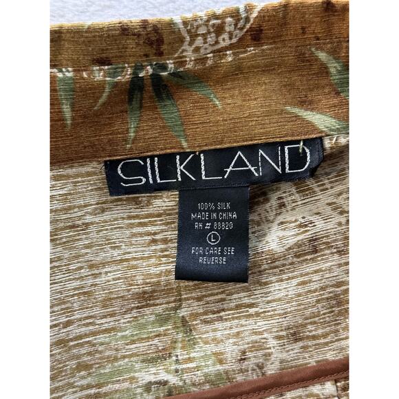 Vintage Silkland Women’s Large 100% Silk Button Up Shirt Big Cats Tiger Leopard - Picture 3 of 6